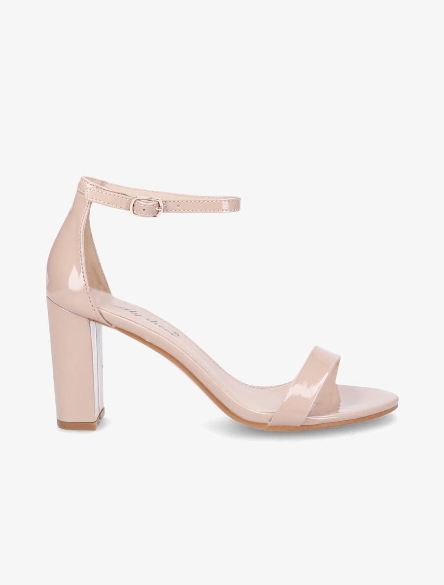 Sandales à bride et talons vernis - Beige - 5