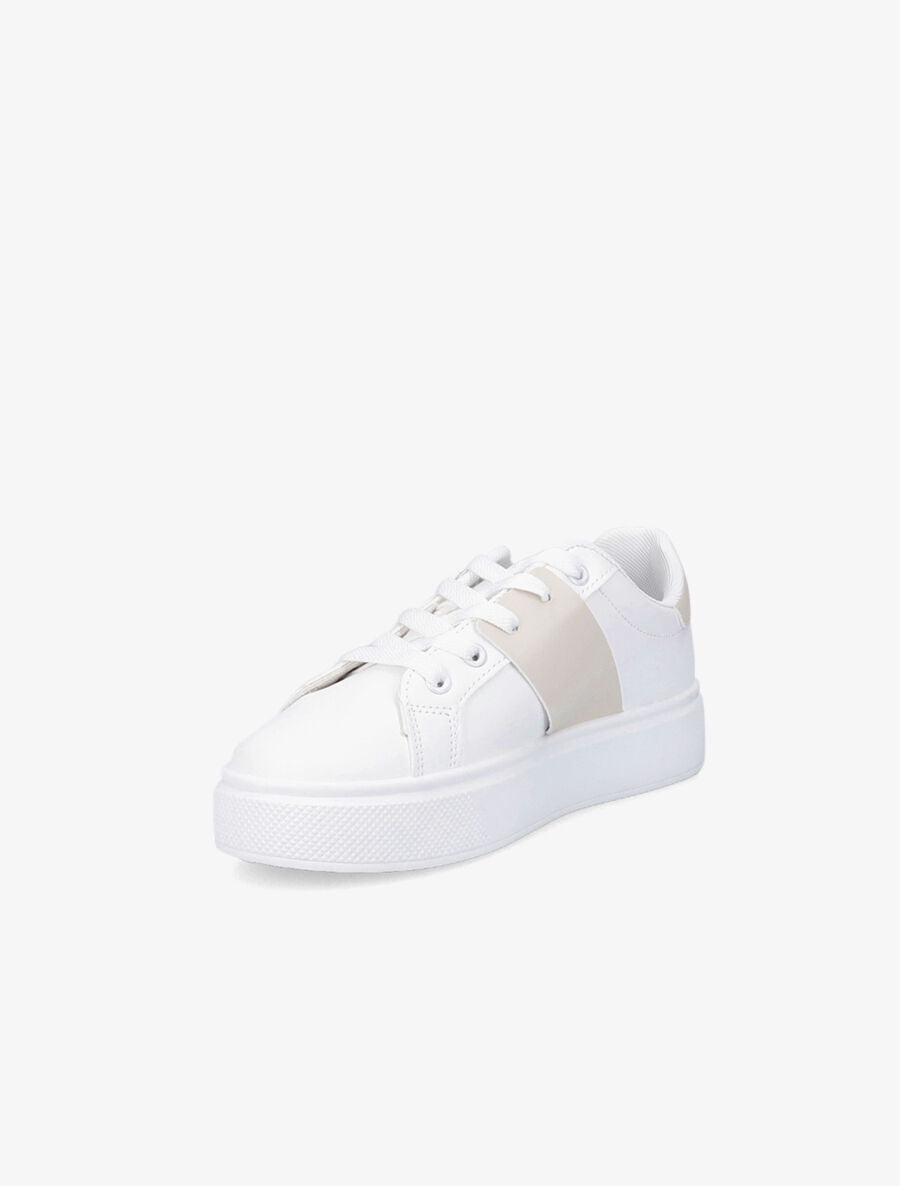 Baskets en simili à boucle - Blanc/beige - 3