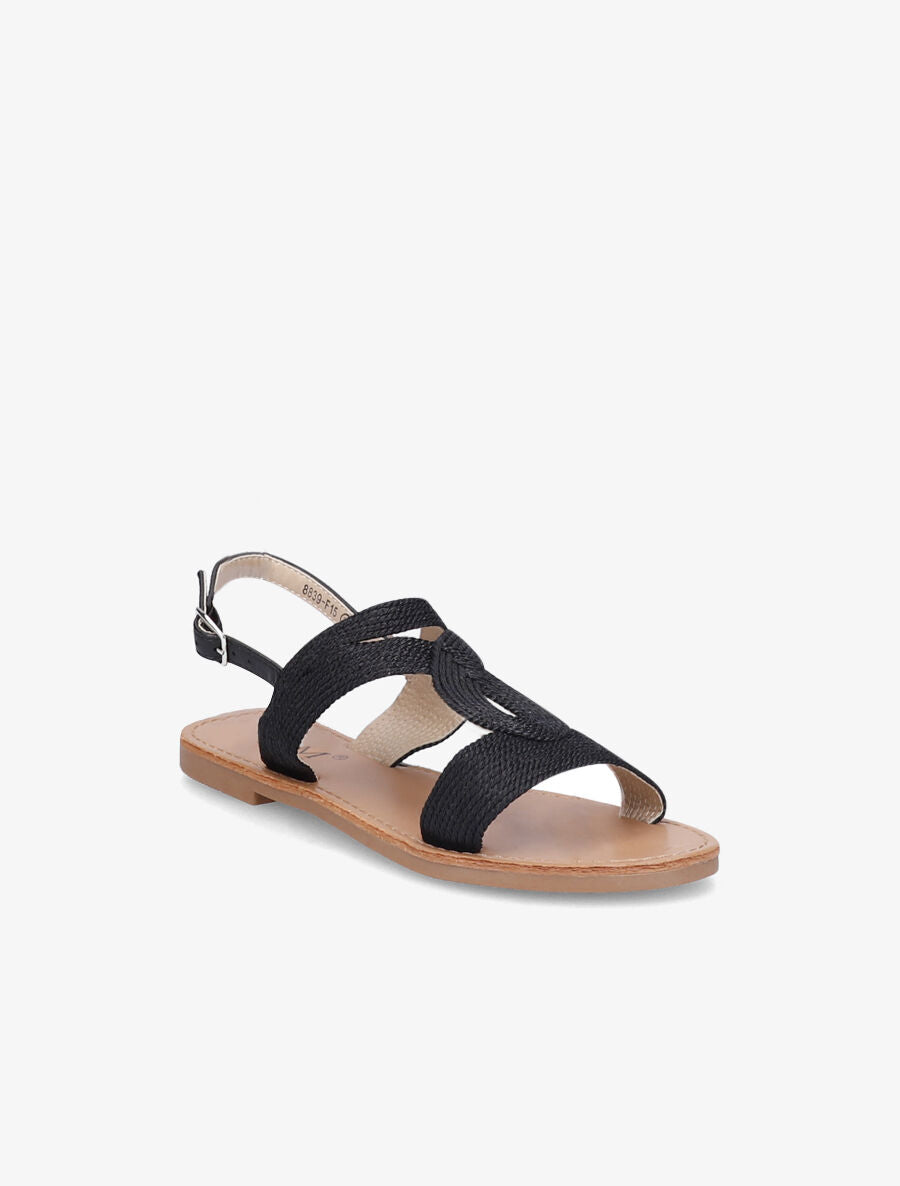 Nu-pieds à ganses entrelacées et texturées - Noir - 2