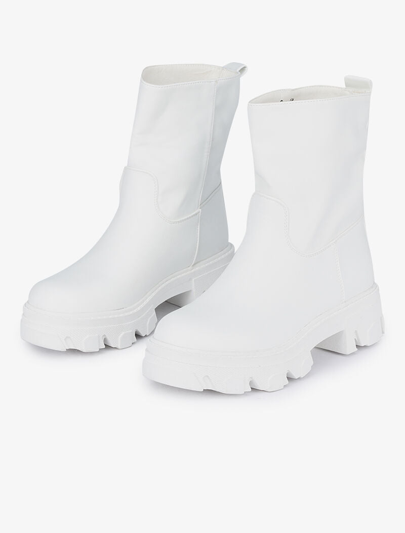 Boots montantes à semelles crantées - Blanc - 4