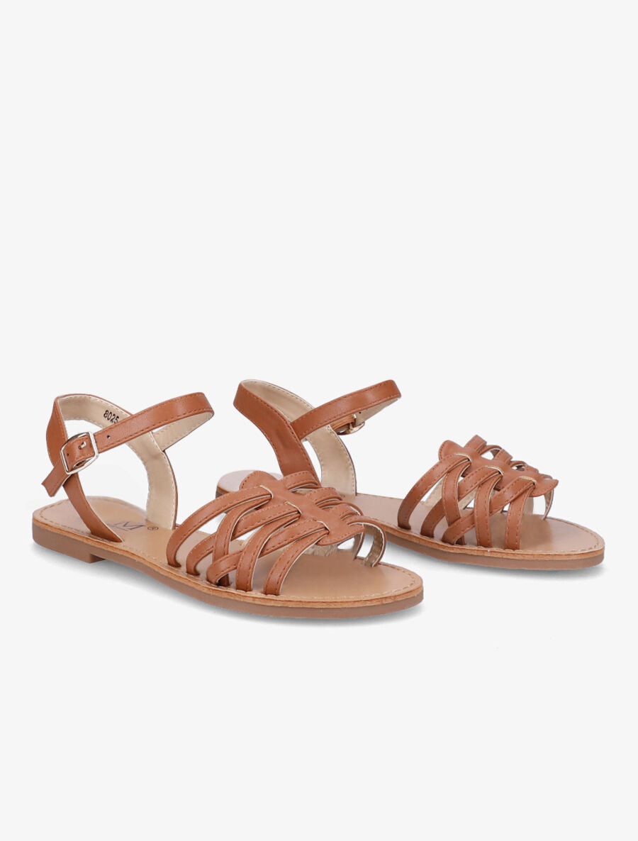 Nu-pieds à ganses entrelacées - Camel - 1