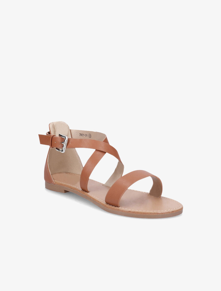 Nu-pieds à ganses croisées - Camel - 5