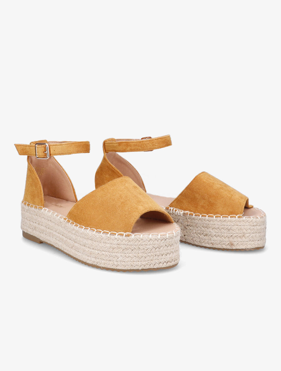 Espadrilles en suédine à plateforme - Camel - 4
