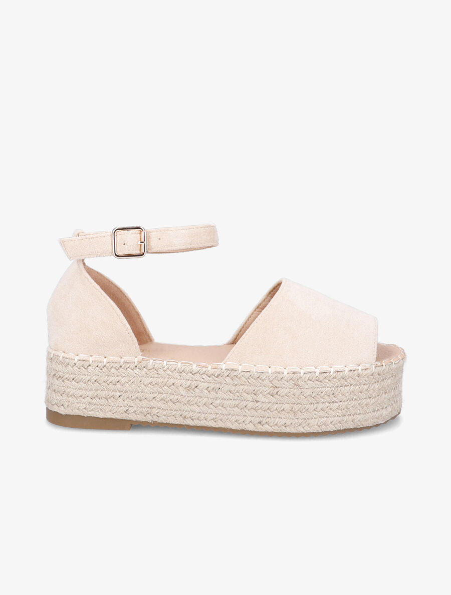 Espadrilles en suédine à plateforme - Beige - 5