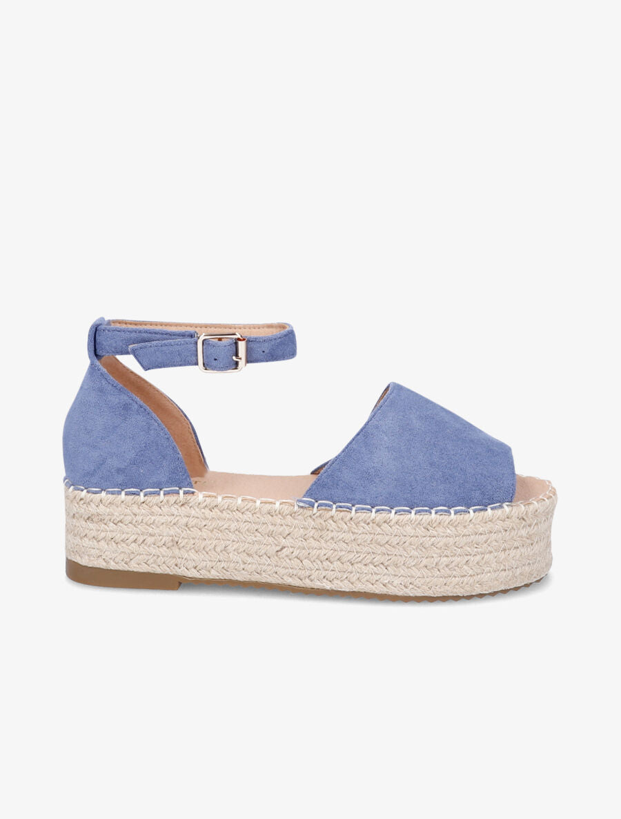 Espadrilles en suédine à plateforme - Bleu - 5