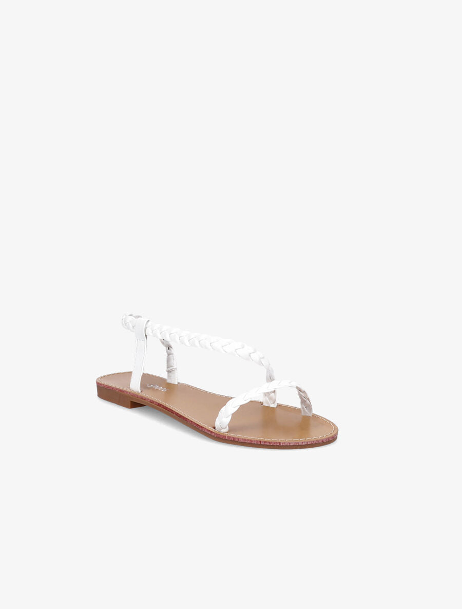 Nu-pieds en simili tressés - Blanc - 5