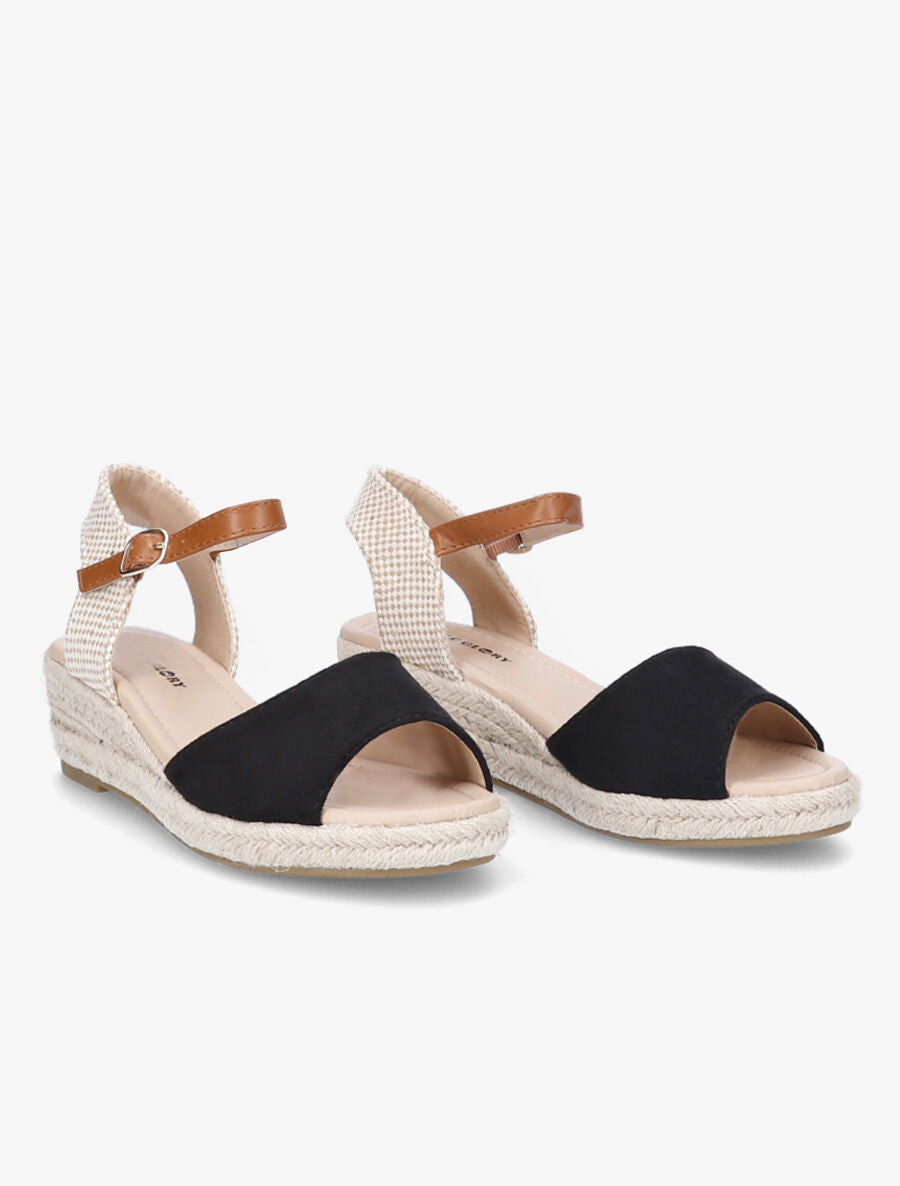 Sandales compensées style espadrille - Noir - 4