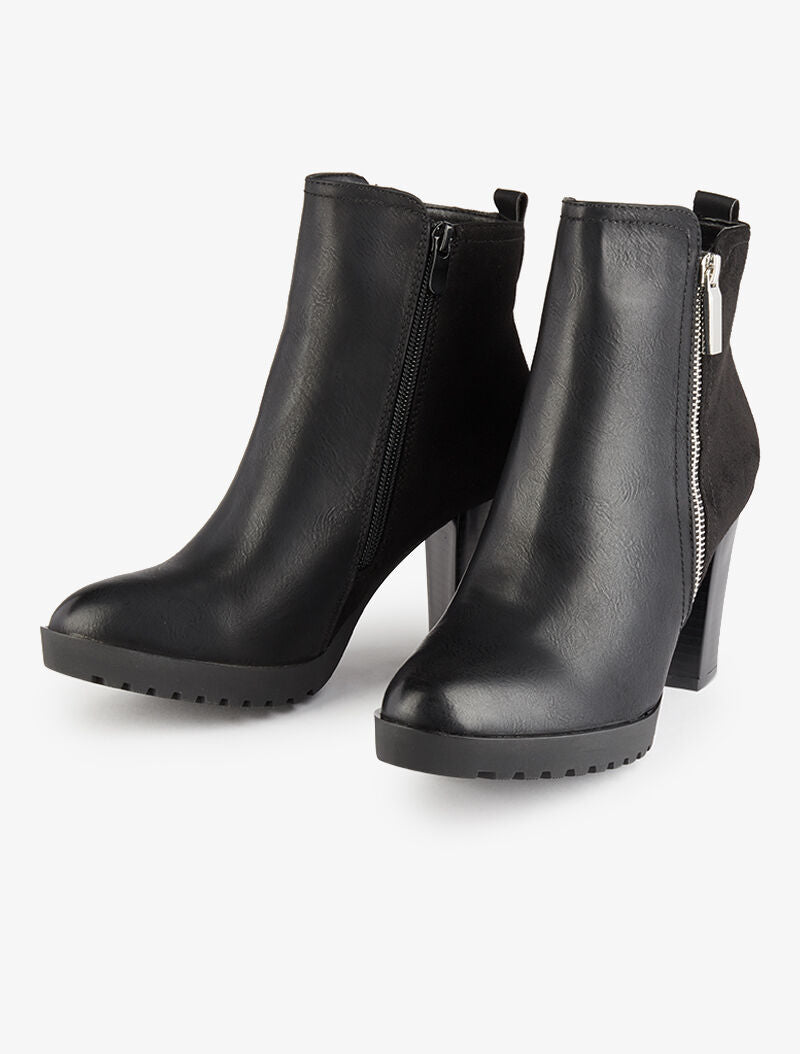 Bottines montantes bimatière - Noir - 4