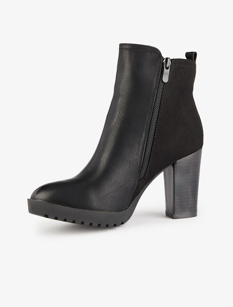 Bottines montantes bimatière - Noir - 3