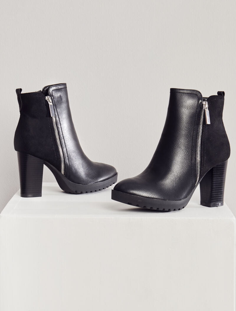Bottines montantes bimatière - Noir - 5