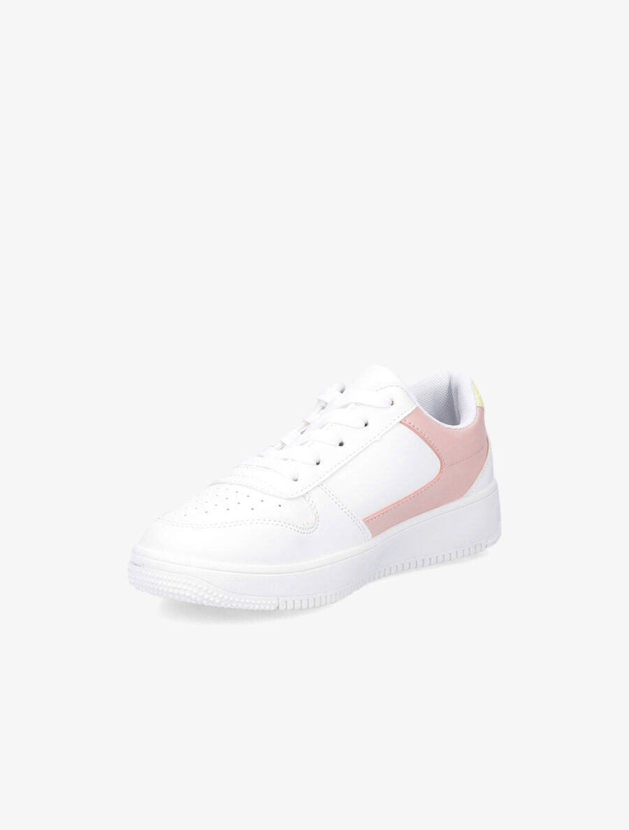Baskets en simili à bouts perforés - Blanc/rose - 3