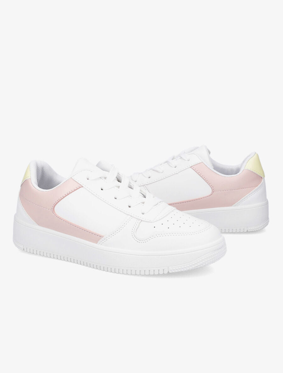 Baskets en simili à bouts perforés - Blanc/rose - 4