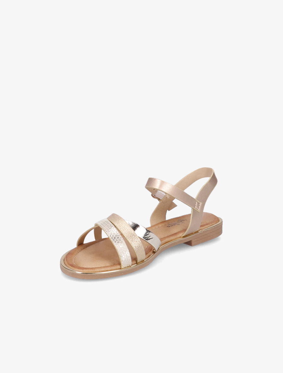 Nu-pieds à brides croisées texturées - Or - 3