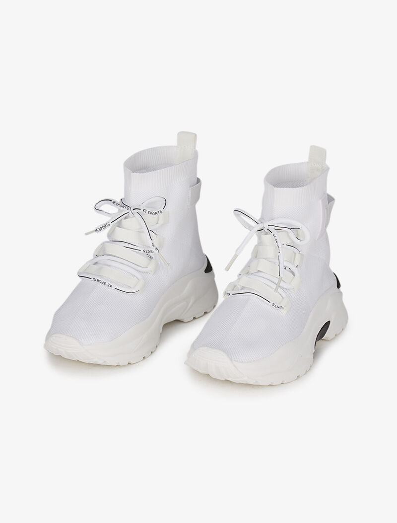 Baskets chaussettes montantes à semelles compensées - Blanc - 1