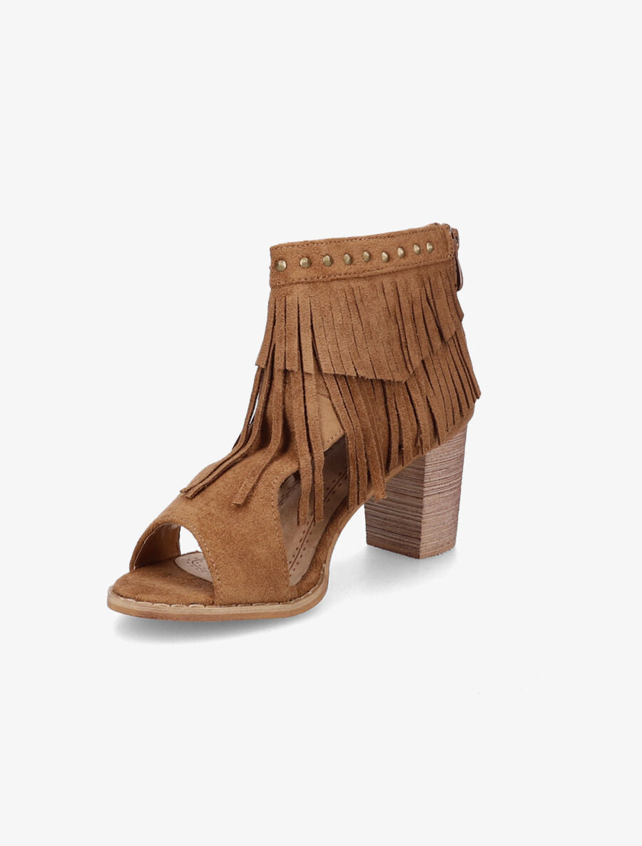 Sandales à franges et clous - Camel - 3