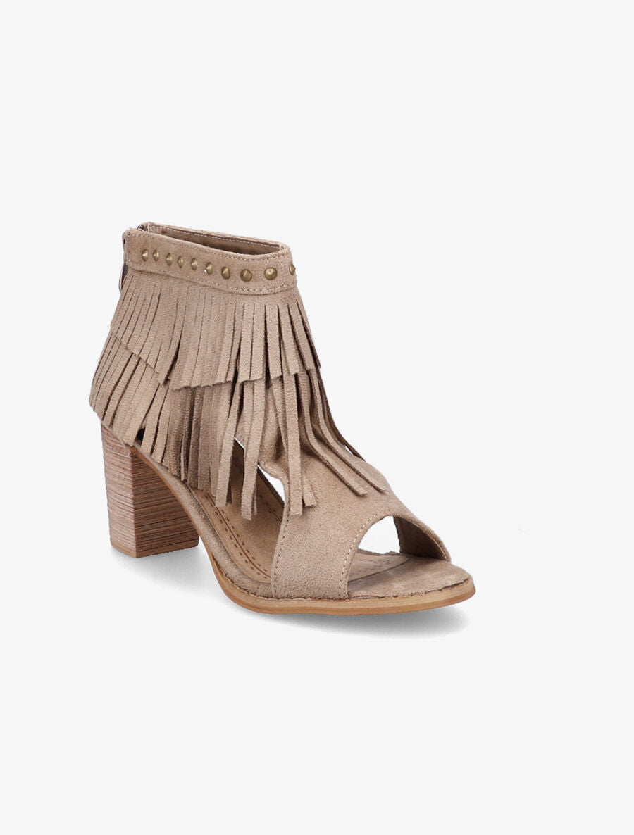 Sandales à franges et clous - Taupe - 2