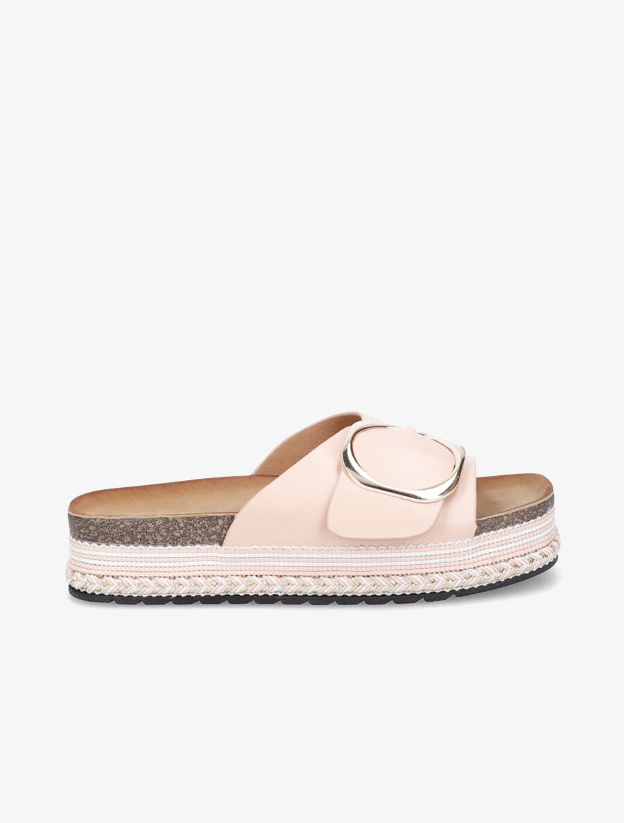 Claquettes à boucle et semelle plateforme - Rose - 1