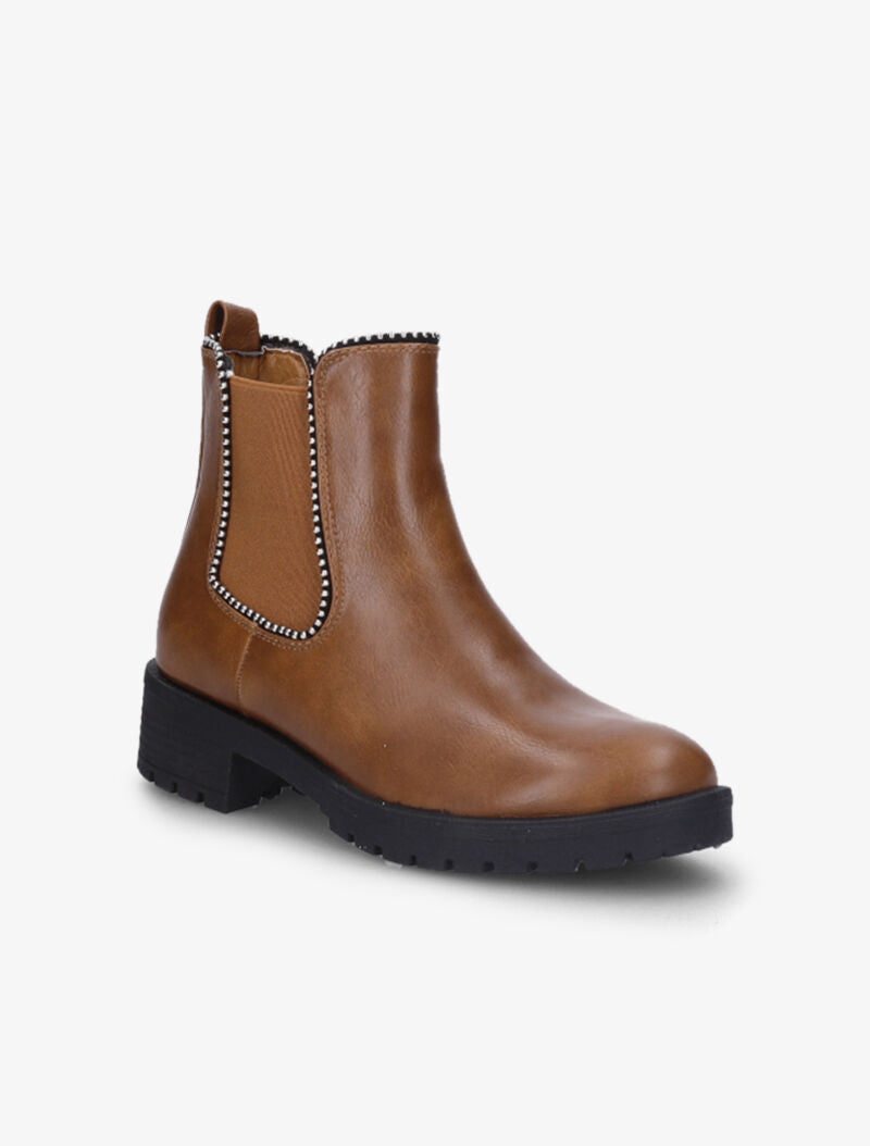 Bottines détail billes et semelles crantées - Camel - 3