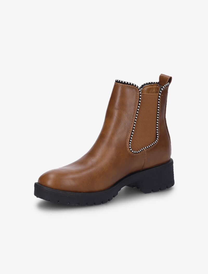 Bottines détail billes et semelles crantées - Camel - 4