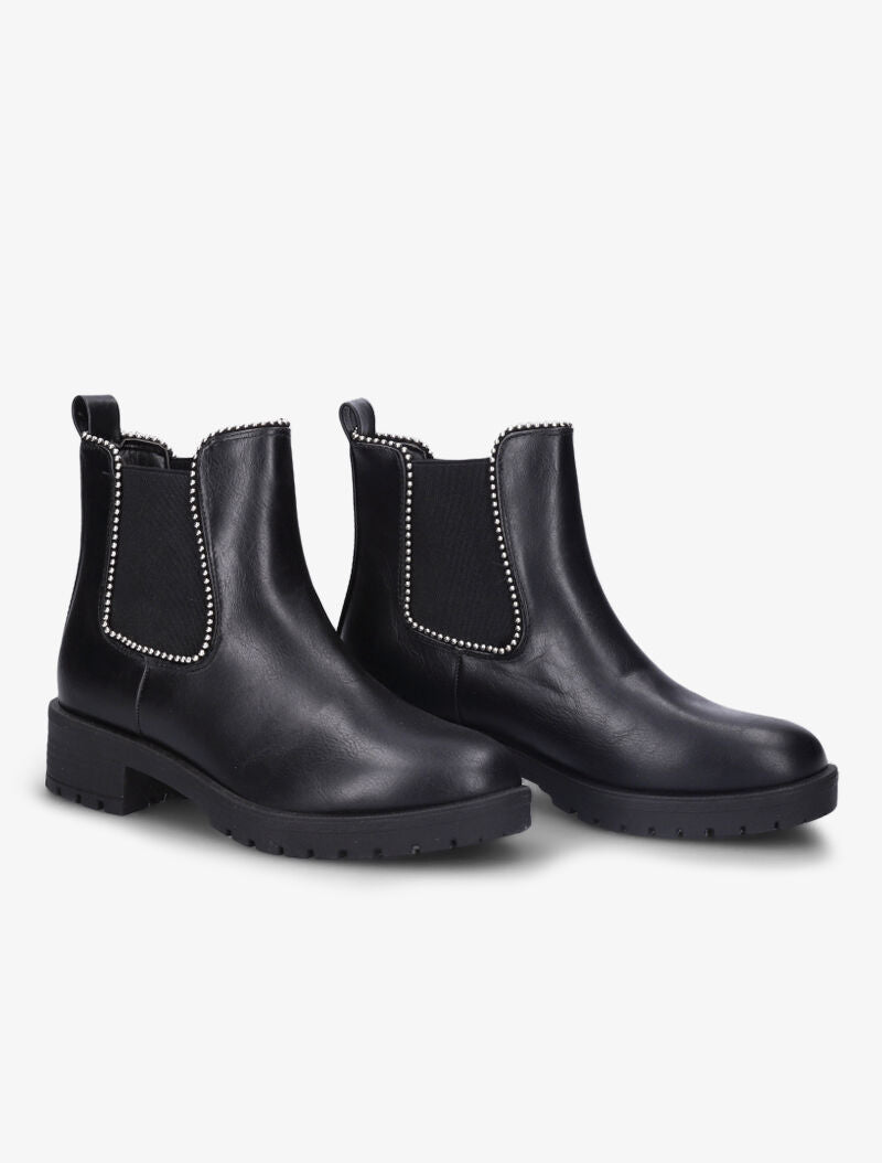 Bottines détail billes et semelles crantées - Noir - 1
