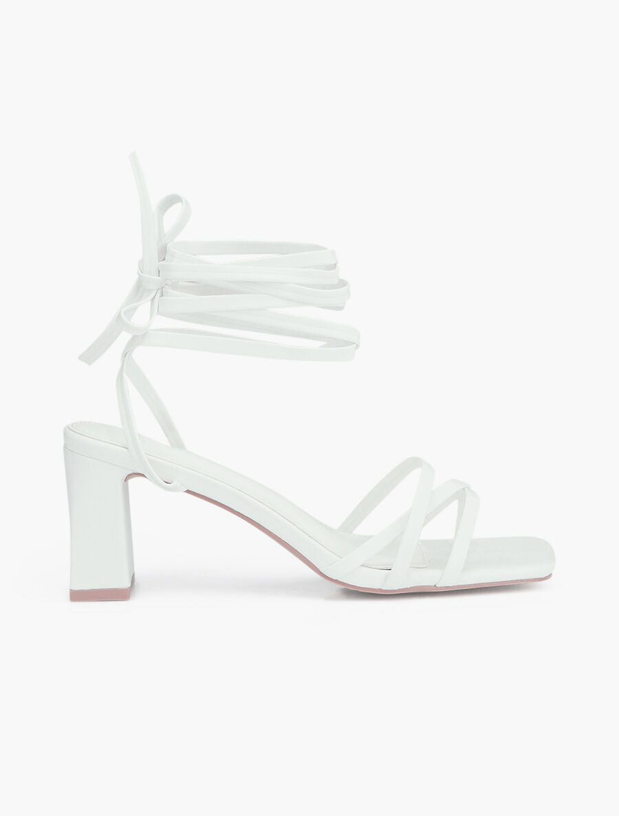 Sandales unies à lacets - Blanc - 3