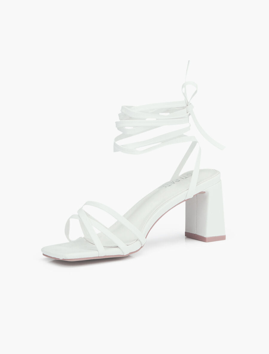 Sandales unies à lacets - Blanc - 4