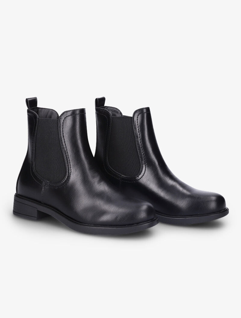 Bottines plates en simili à chevilles élastiquées - Noir - 1
