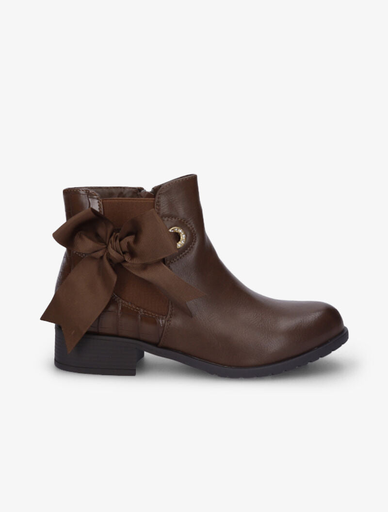 Bottines à noeud décoratif - Marron - 2