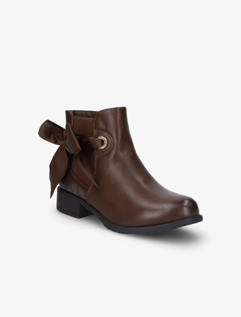 Bottines à noeud décoratif - Marron - 3