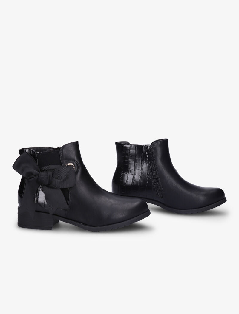 Bottines à noeud décoratif - Noir - 4