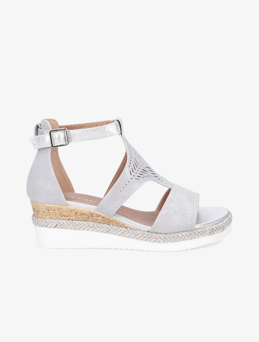 Sandales compensées perforées Gris argenté Inspee