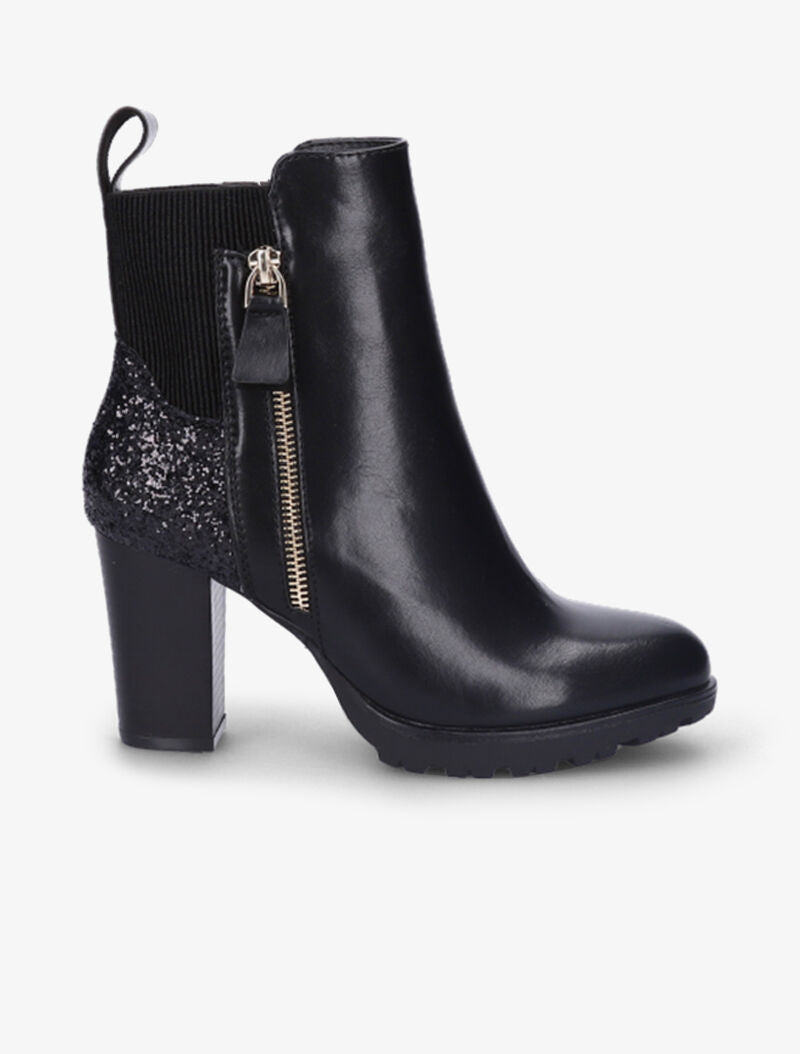 Bottines à talons et contreforts pailletés - Noir - 2