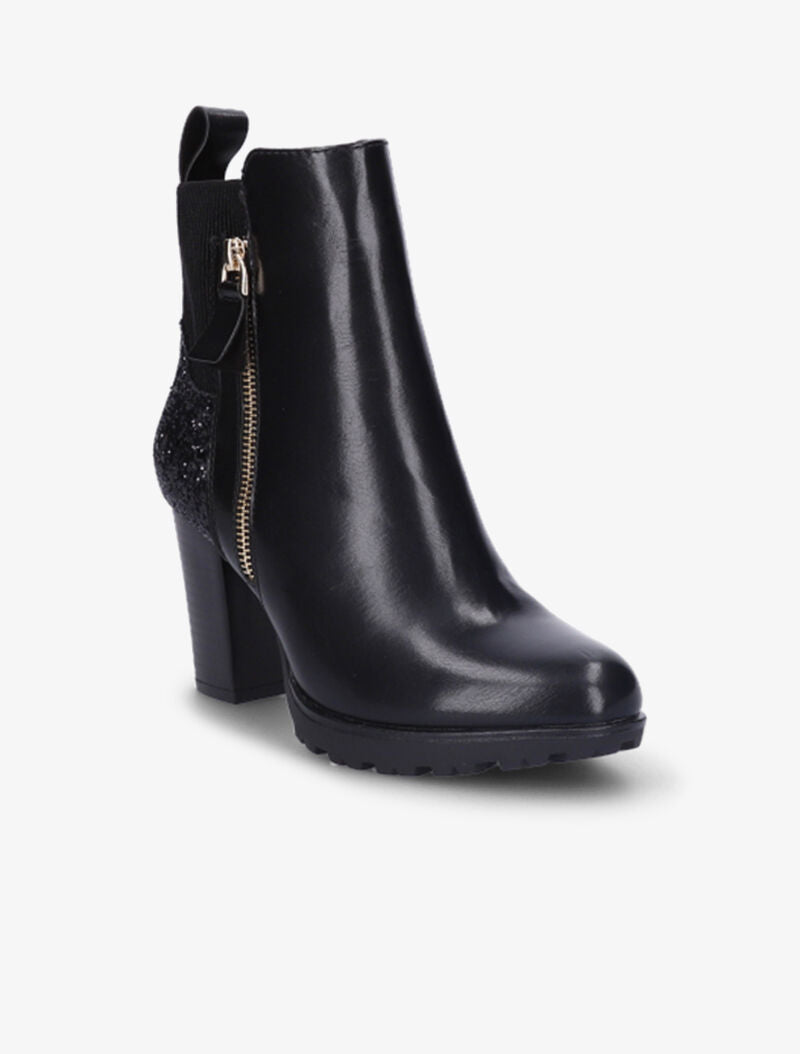Bottines à talons et contreforts pailletés - Noir - 3
