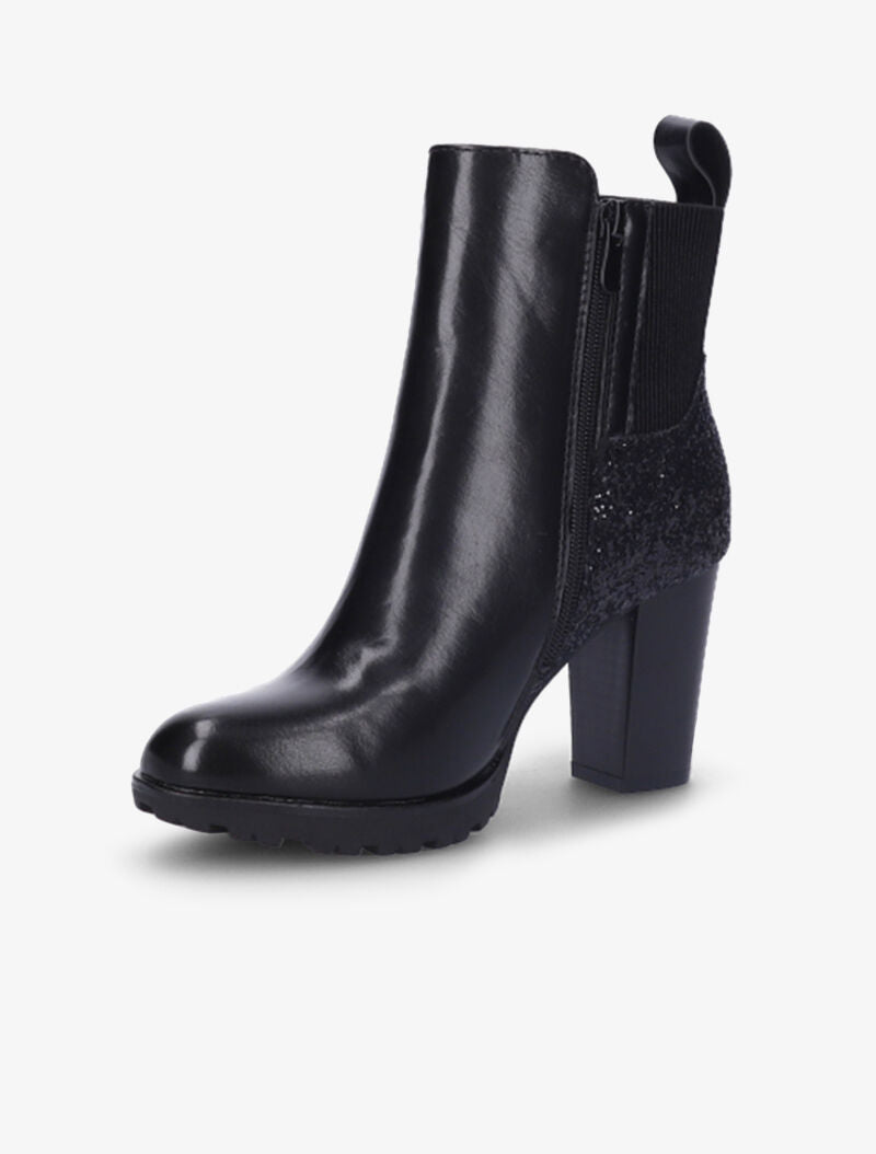 Bottines à talons et contreforts pailletés - Noir - 4