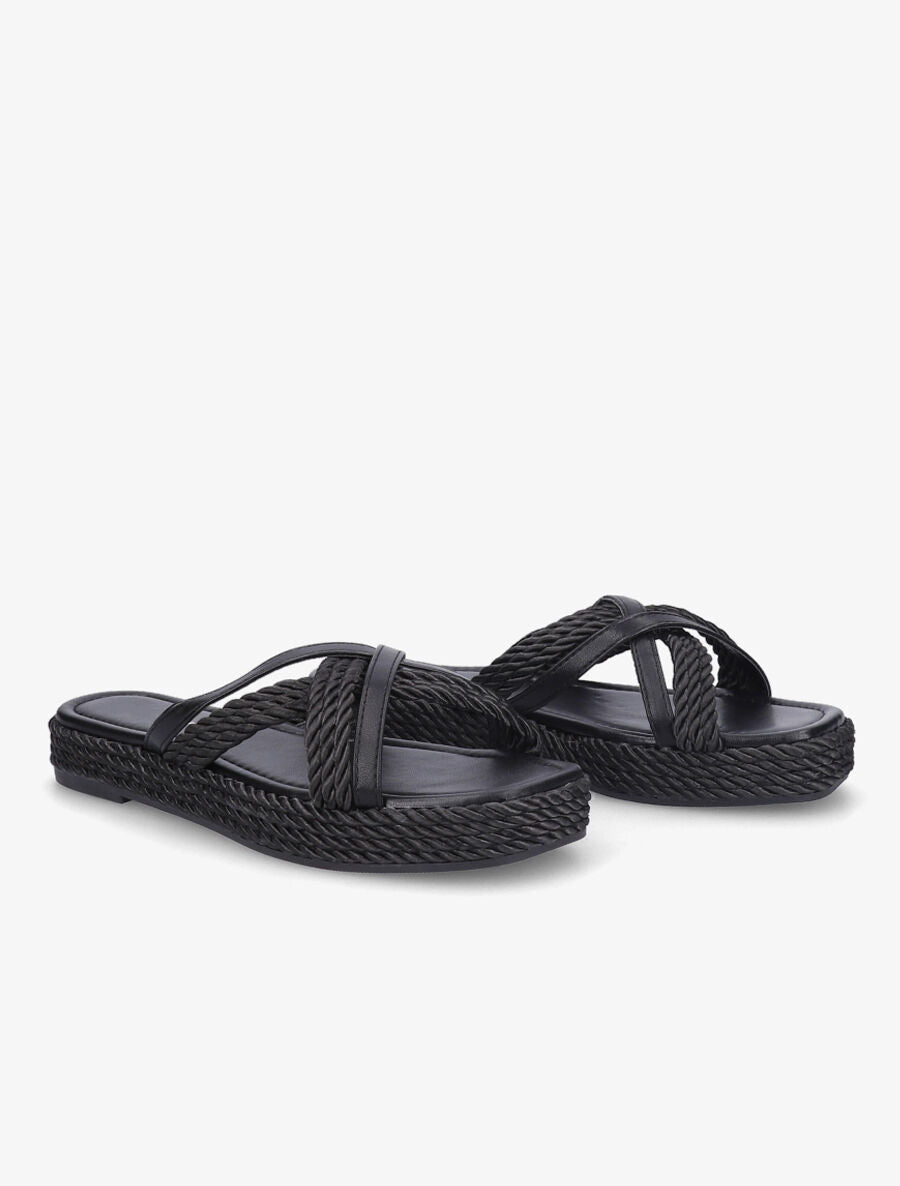 Claquettes à ganses croisées - Noir - 4