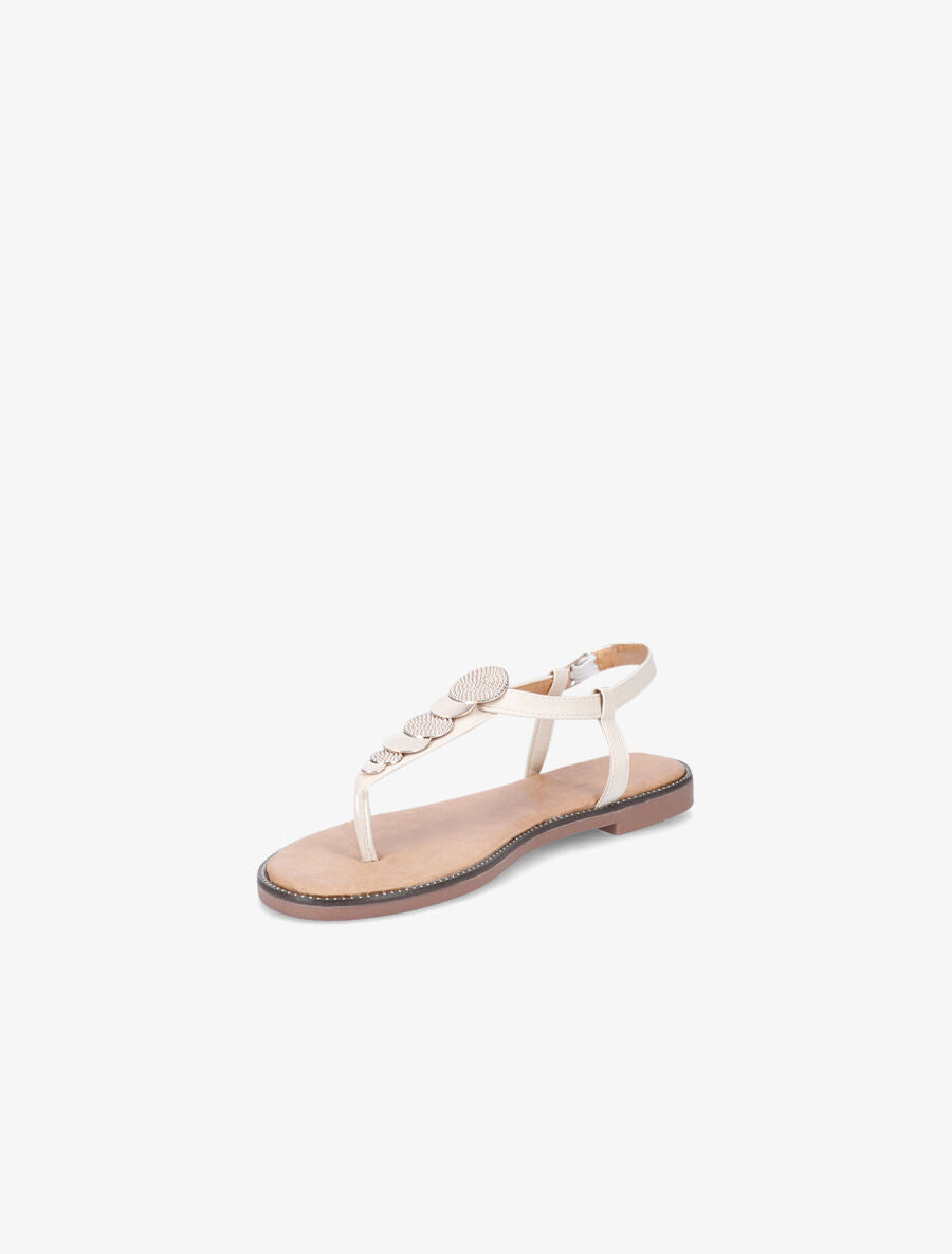 Nu-pieds à plaques dorées en cercles - Beige - 3