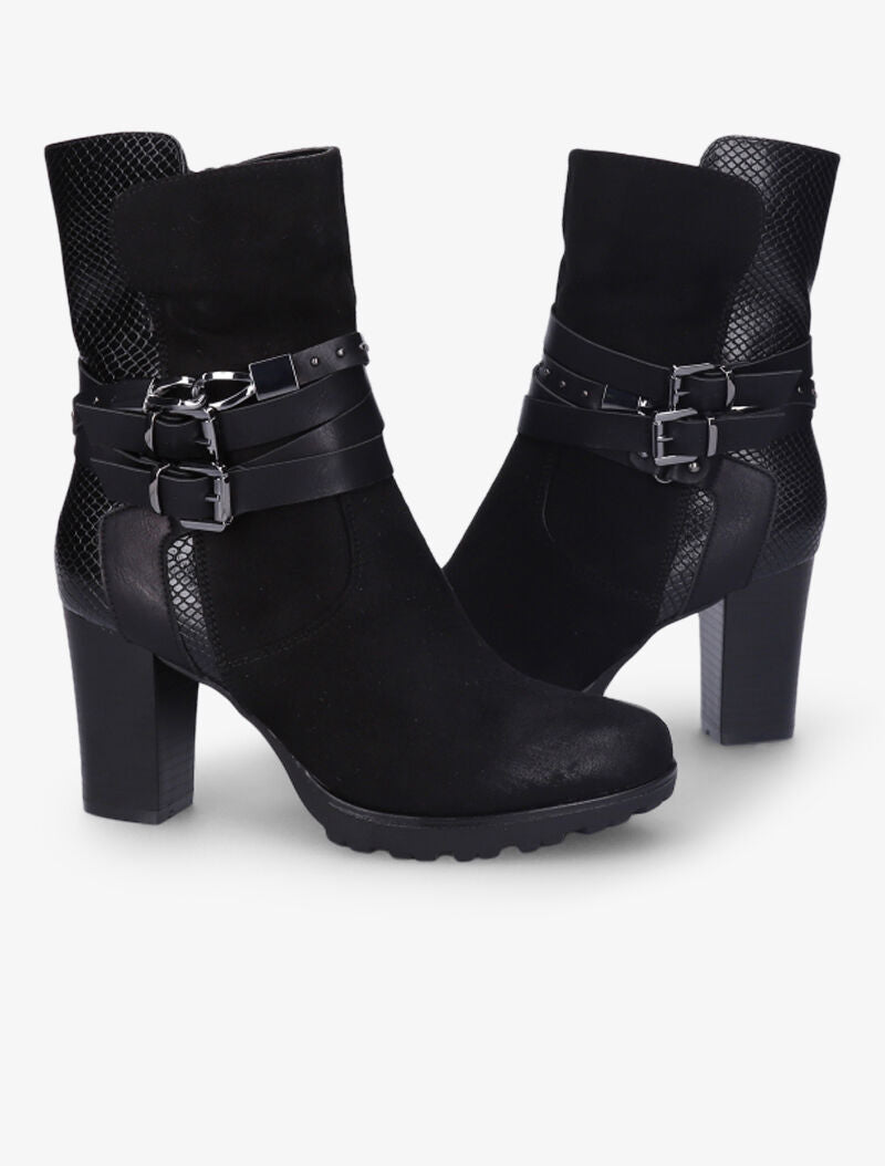 Bottines montantes bi-matière à sangles - Noir - 4
