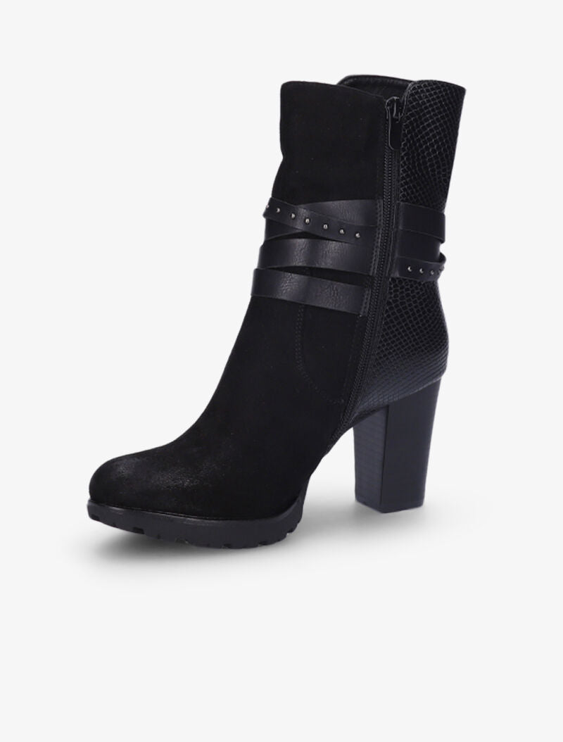 Bottines montantes bi-matière à sangles - Noir - 3