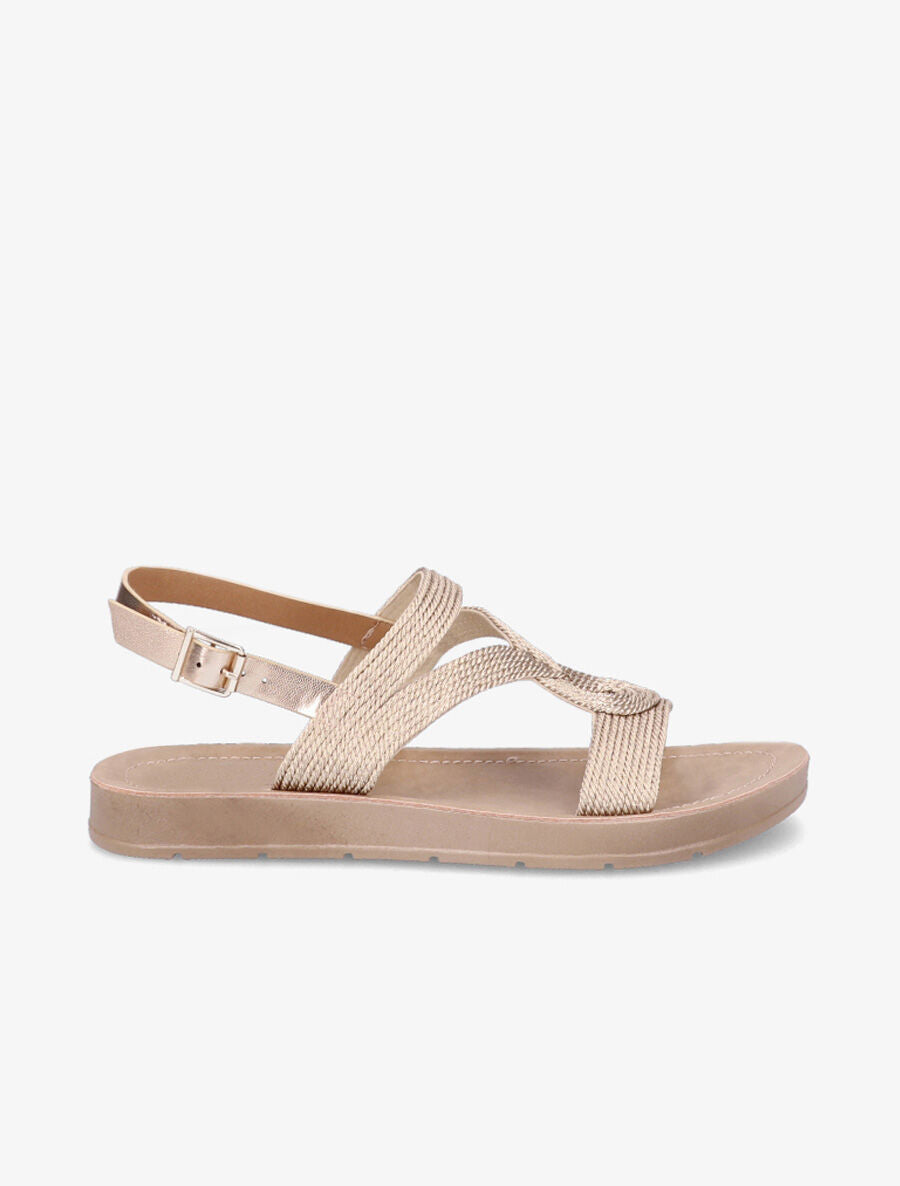 Nu-pieds à cordes entrelacées - Rose gold - 1