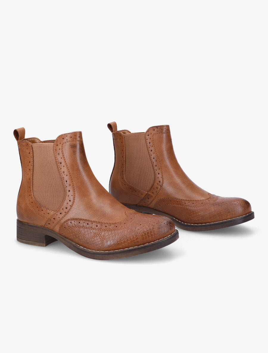 Bottines bi-matière effet patiné - Camel - 4