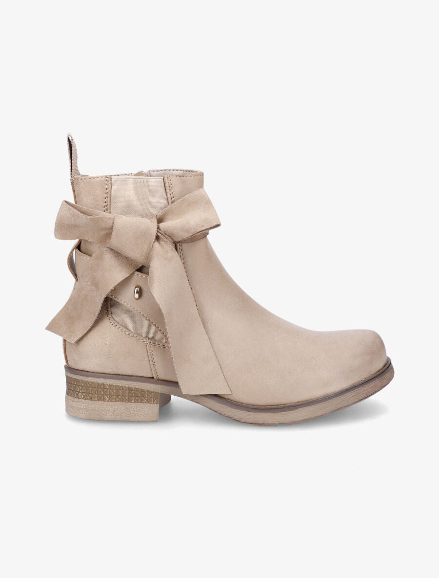 Boots montantes à noeud - Beige - 1