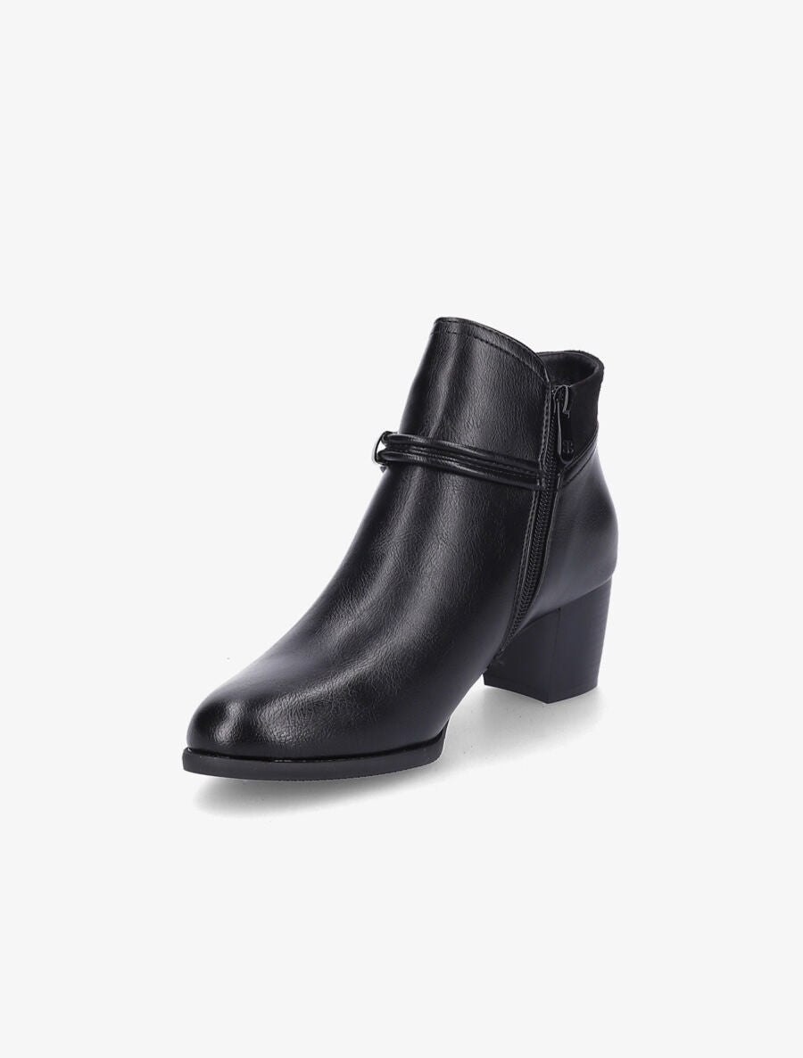 Bottines en simili et suédine à contrefort stylisé - Noir - 3