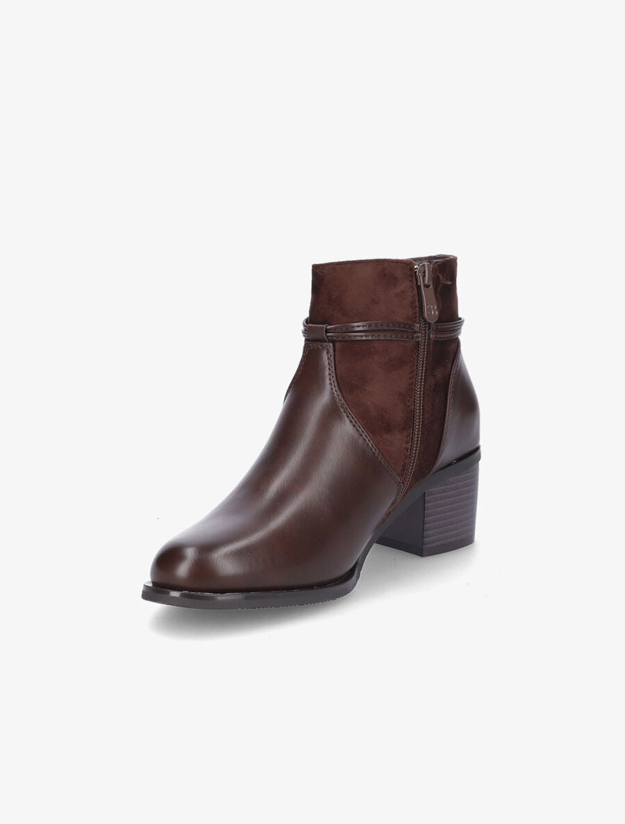 Bottines en simili et pompons décoratifs - Marron - 3