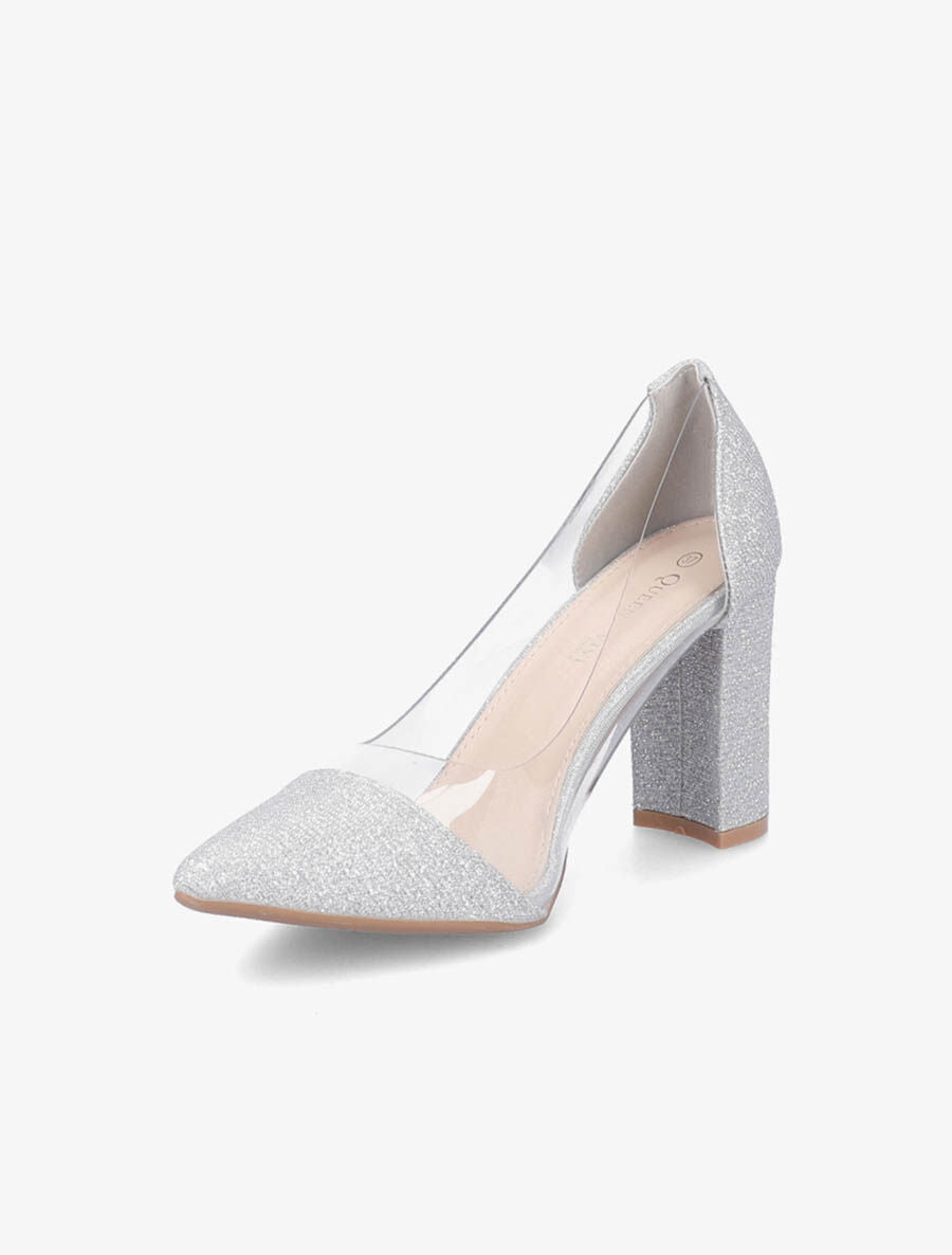 Escarpins en plexi à paillettes - Argent - 3
