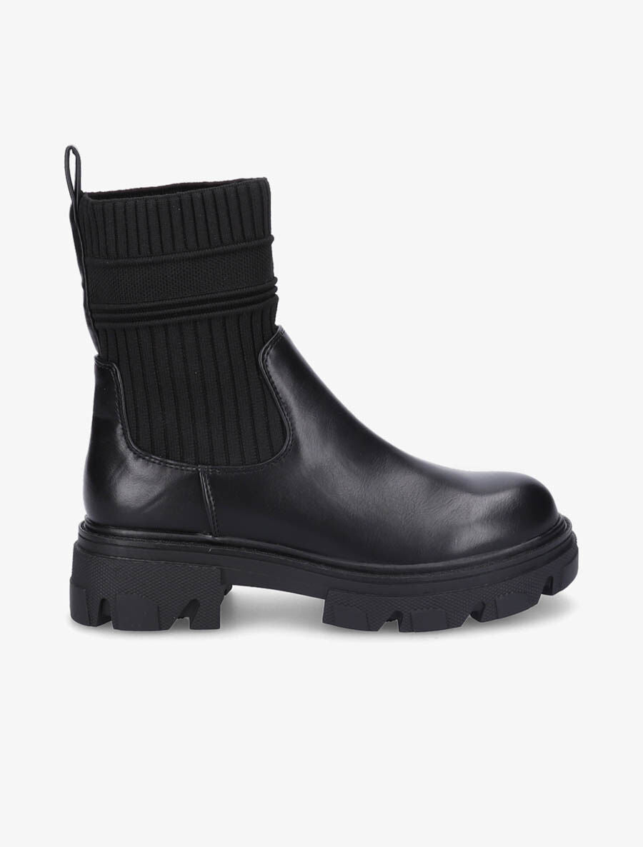 Boots bi-matière à semelle crantée - Noir - 1