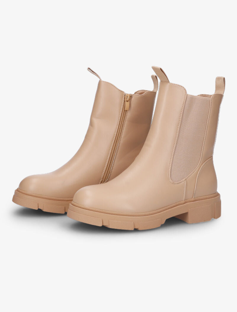 Boots à zip et semelles crantées - Beige - 5