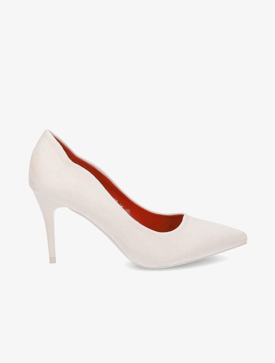 Escarpins suédés à bords ondulés - Beige - 1