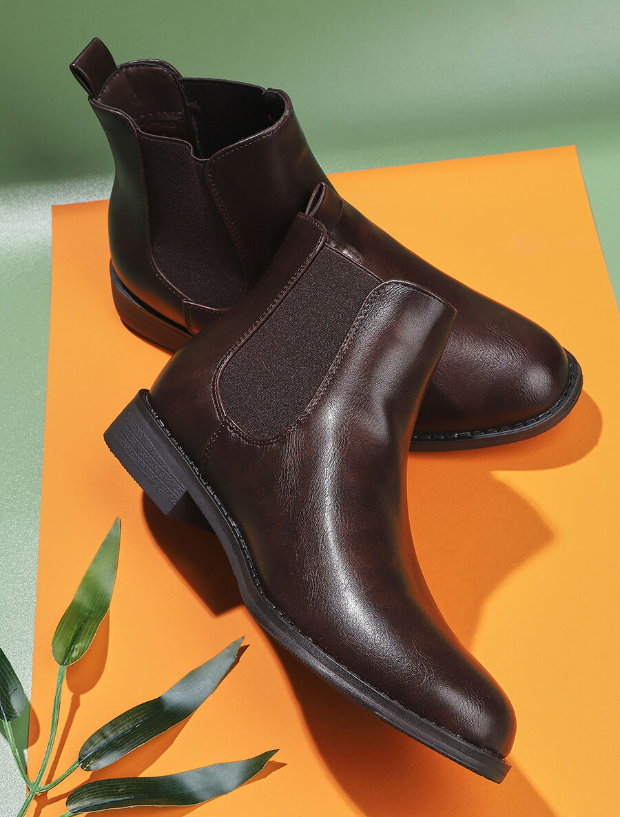 Chelsea boots basiques en simili - Marron - 5