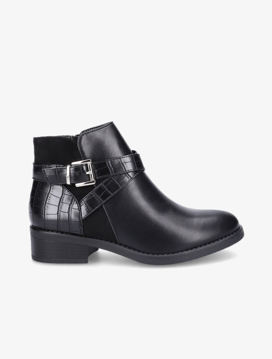 Bottines à sangles croisées - Noir - 1