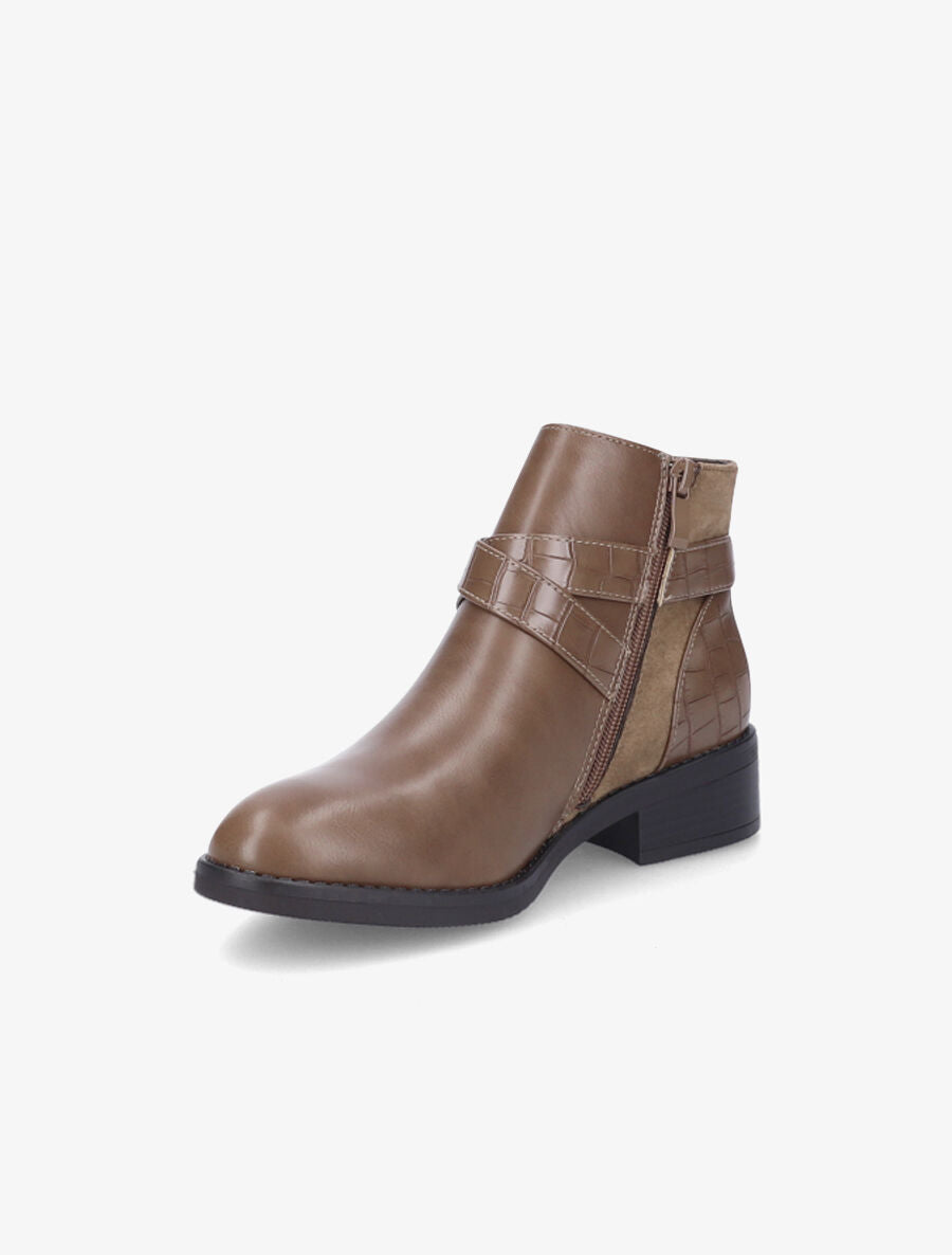 Bottines à sangles croisées - Taupe - 3
